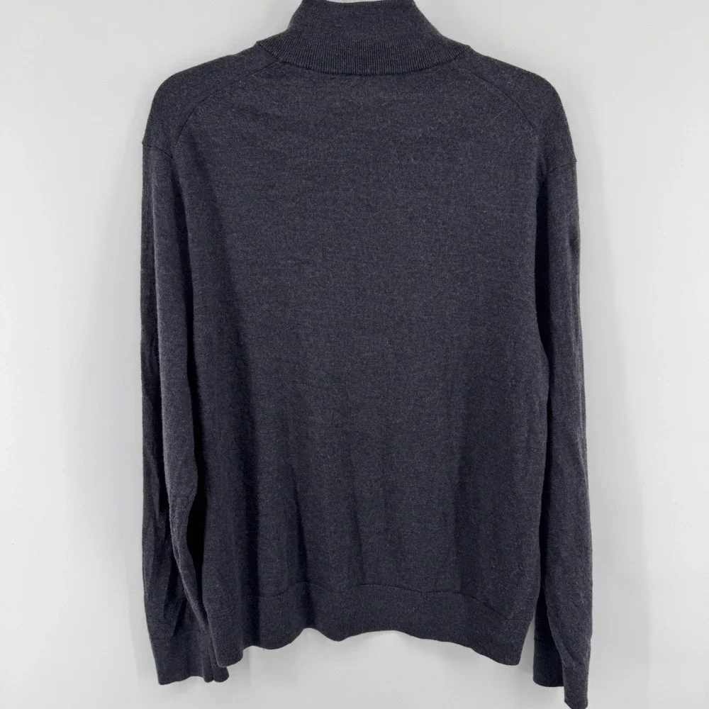 Banana Republic Half Zip Sweater Mens XL Charcoal Grey Italian Merino Wool